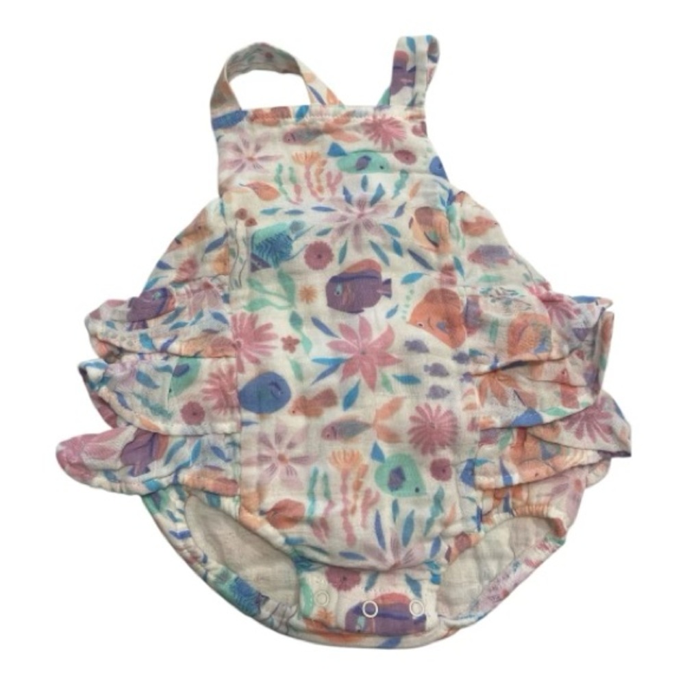 Angel Dear Tropical Fish Floral Ruffle suit 3-6 mo